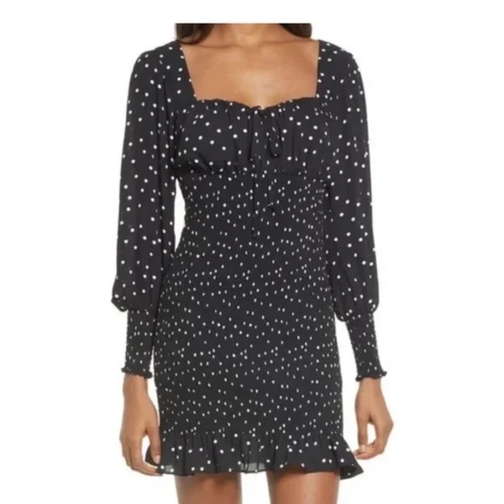 Rowa Black‎ Polka Dot mini long sleeve Dress sz small